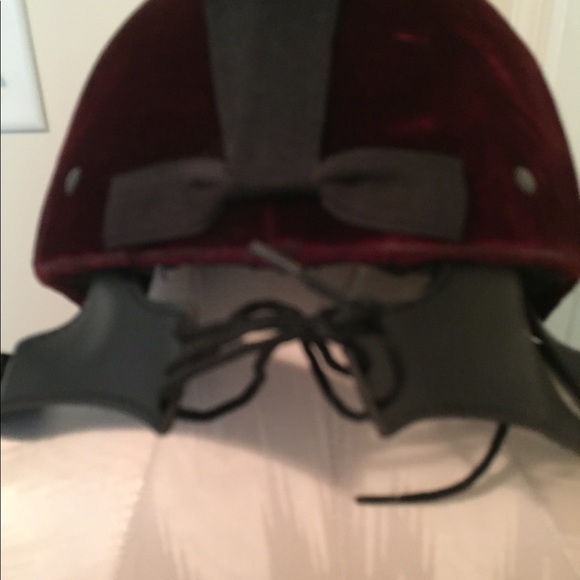 Vintage Essex Deluxe riding cap burgundy velvet 58 - Picture 7 of 11